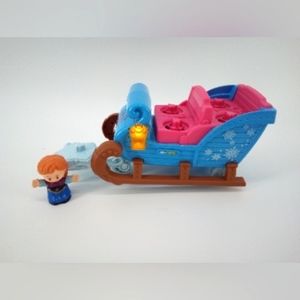 Fisher Price Little People Frozen Sled & Anna Doll & Accessories Light Works